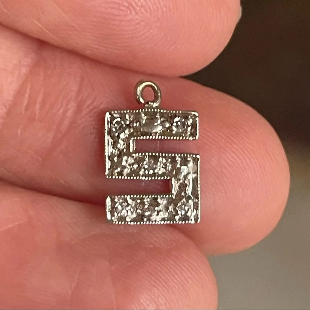 Antique 10k Diamond Initial “S” Pendant - Picture 1 of 7